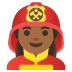 👩🏾‍🚒 woman firefighter: medium-dark skin tone display on Google